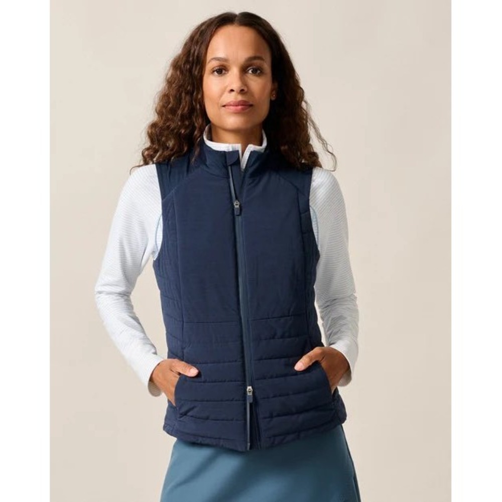 Johnnie-o Victoria Performance Mixed Media Vest Navy Blue Size Small Golf Casual